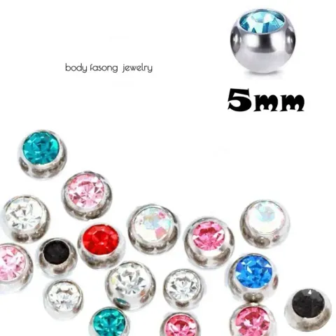 16G 醫療鋼鑽珠5mm，各顏色展示