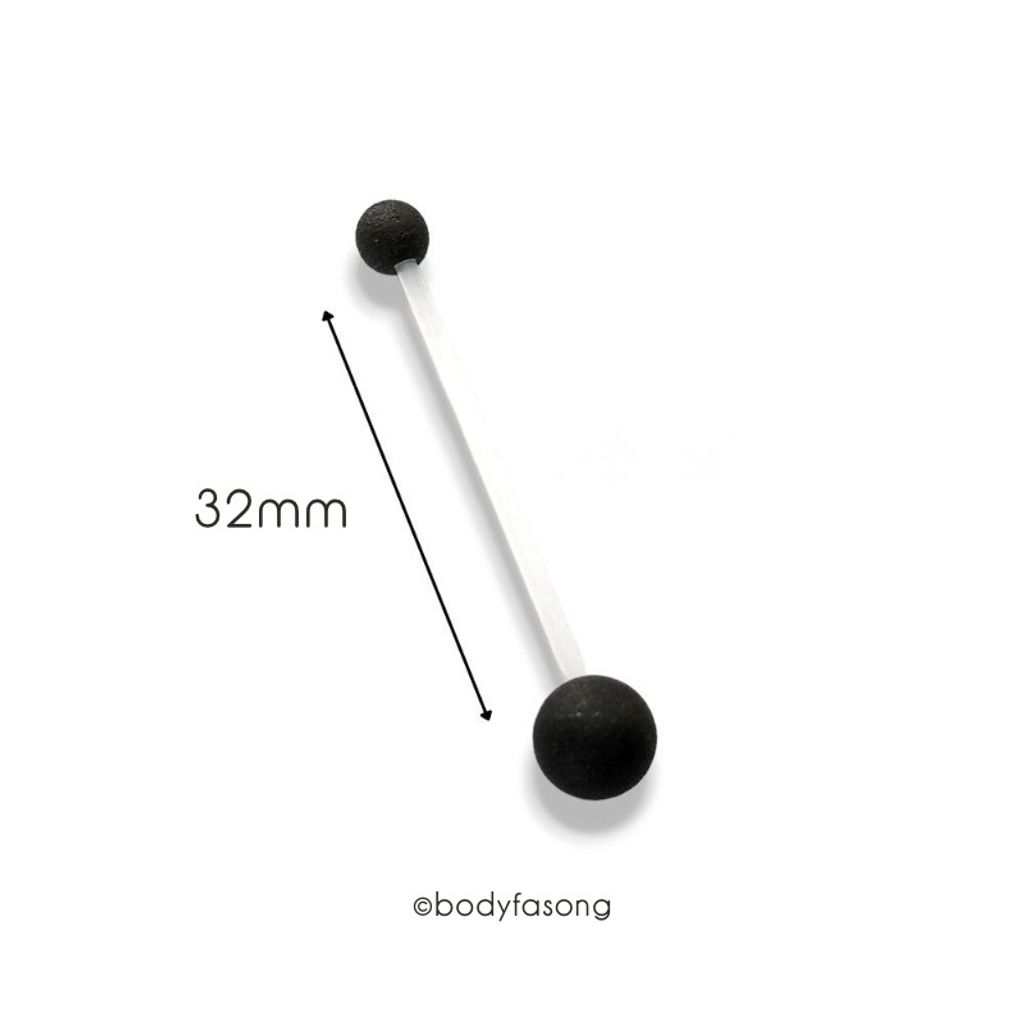 懷孕用肚臍環 啞光黑，長32mm
