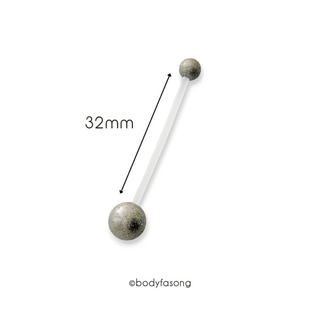 懷孕用肚臍環 啞光銀，長32mm