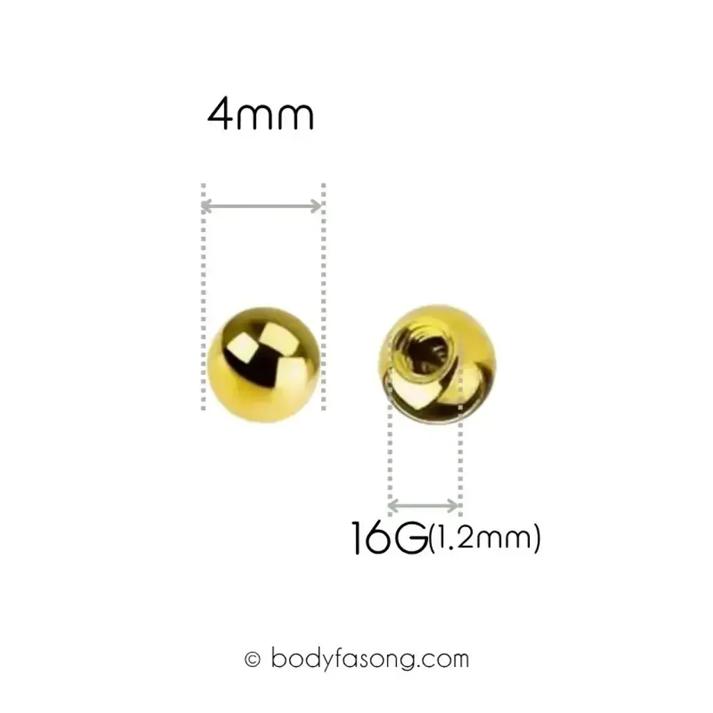 16G 醫療鋼金色鋼珠，直徑4mm