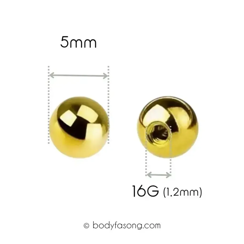 16G 醫療鋼金色鋼珠，直徑5mm