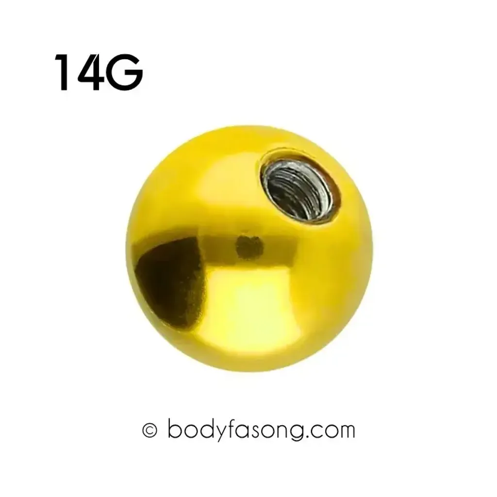 14G 醫療鋼金色鋼珠，孔徑展示