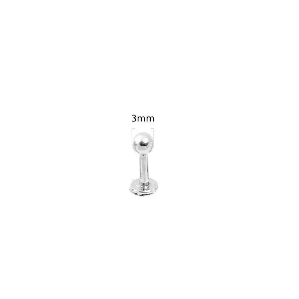 16G 醫療鋼 Labret，長4mm鋼珠3mm