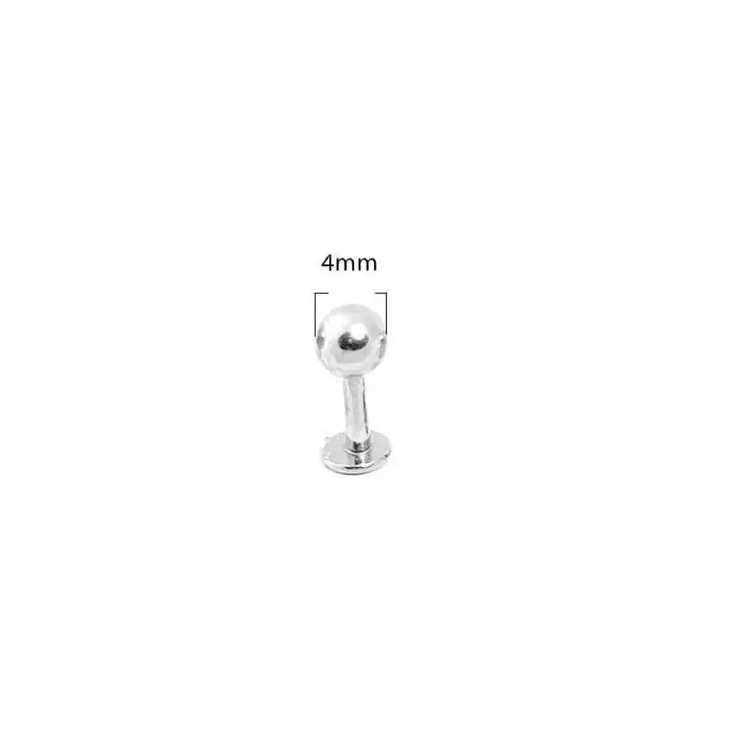 16G 醫療鋼 Labret，長4mm鋼珠4mm