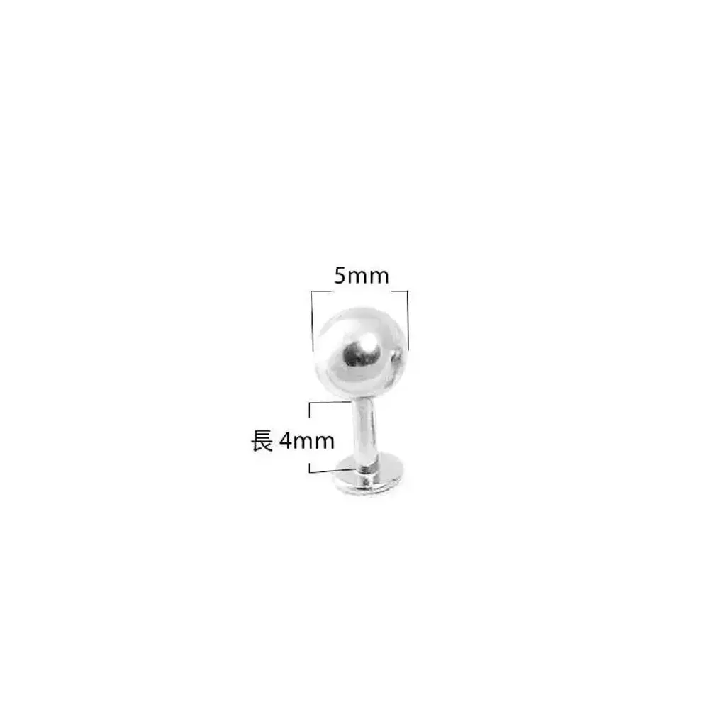 16G 醫療鋼 Labret，長4mm鋼珠5mm