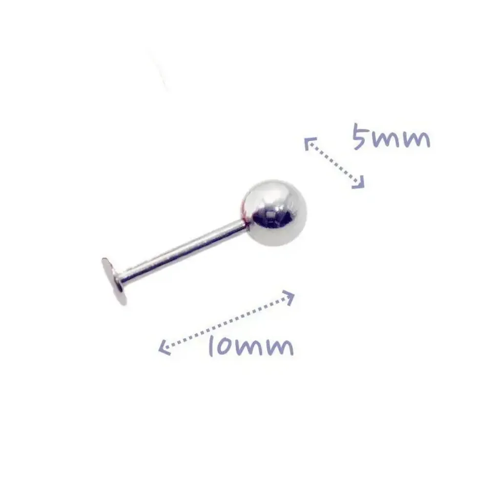 16G 醫療鋼 Labret，長10mm鋼珠5mm