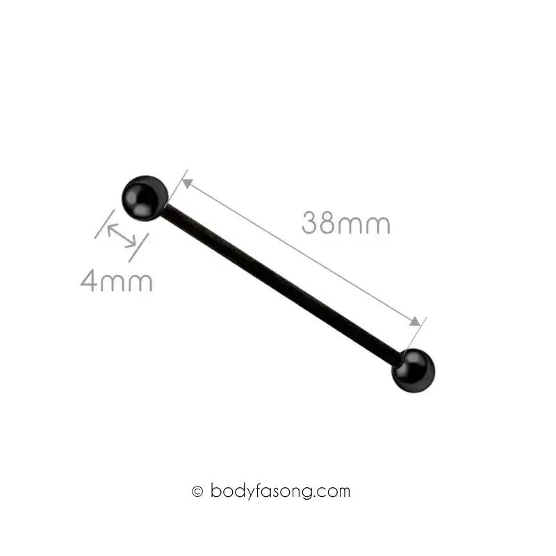 14G 醫療鋼工業環 黑色鋼珠款，長38mm鋼珠直徑4mm