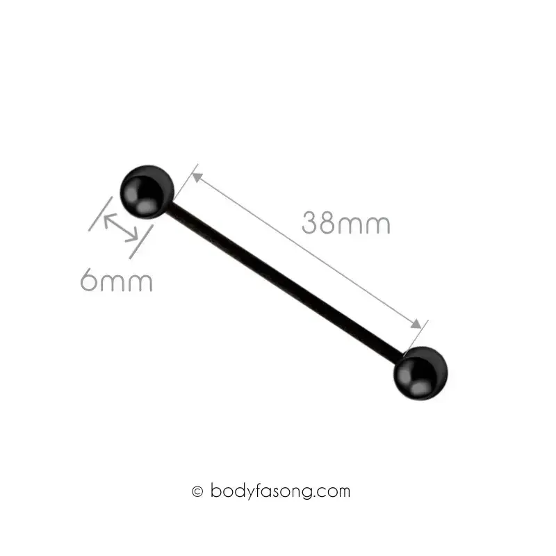 14G 醫療鋼工業環 黑色鋼珠款，長38mm鋼珠直徑6mm