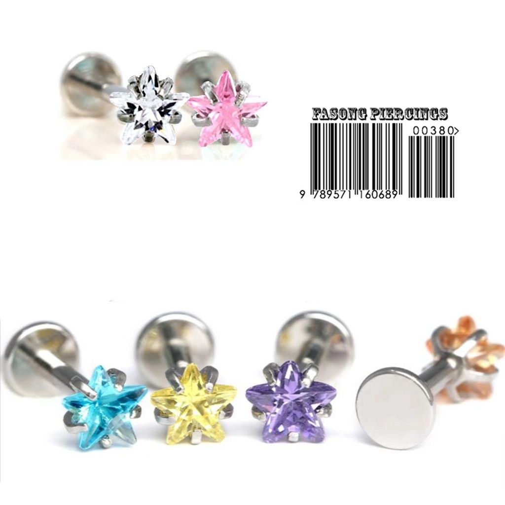 爪鑲星鋯-側鼻環 唇環 耳環