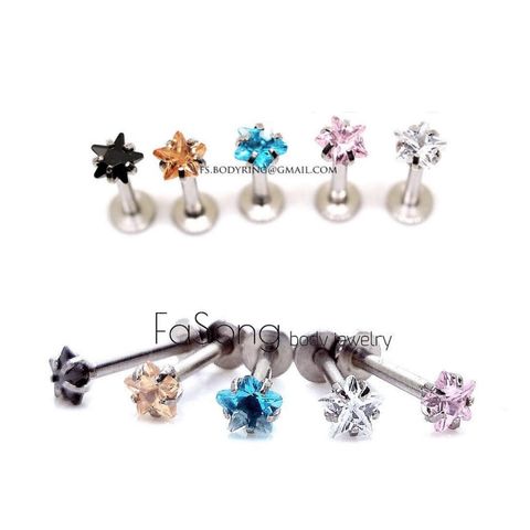 爪鑲星鋯-側鼻環 唇環 耳環