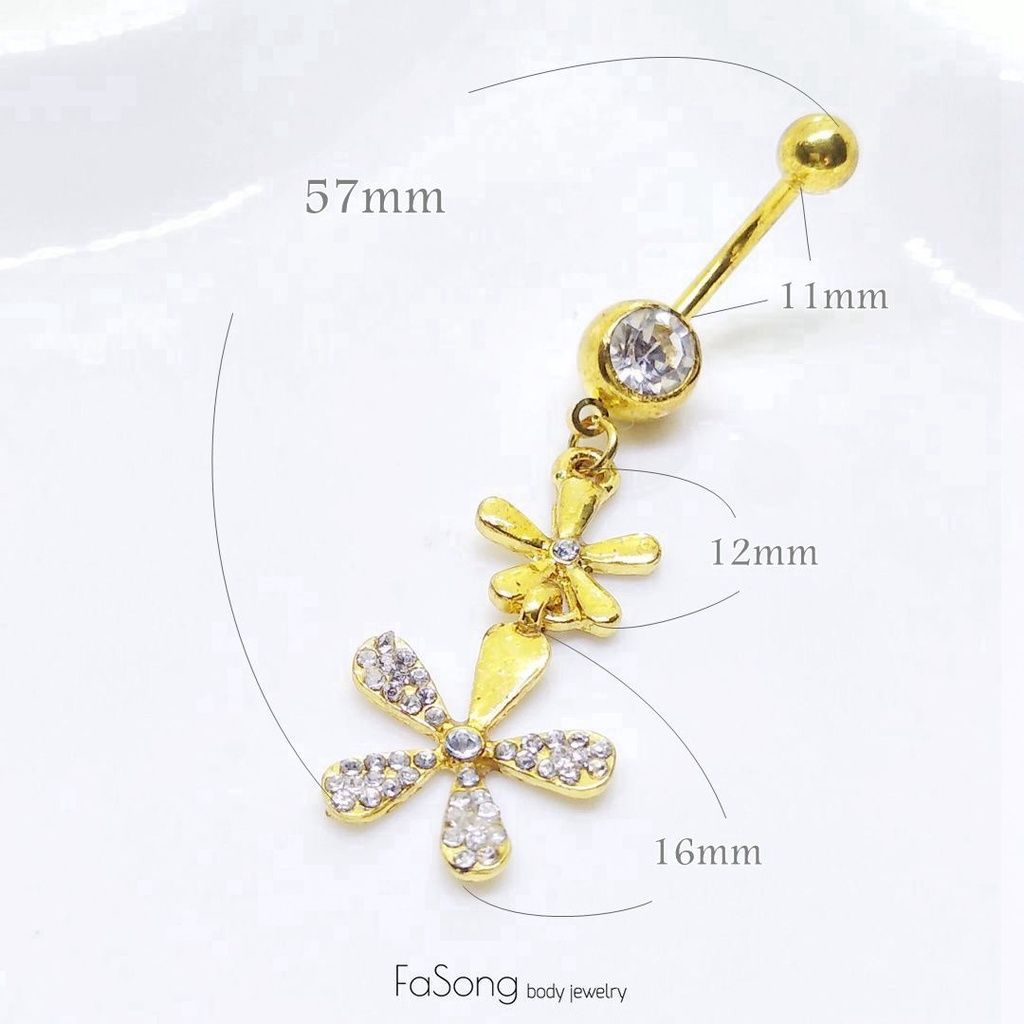 肚臍環 金系臻花 尺寸