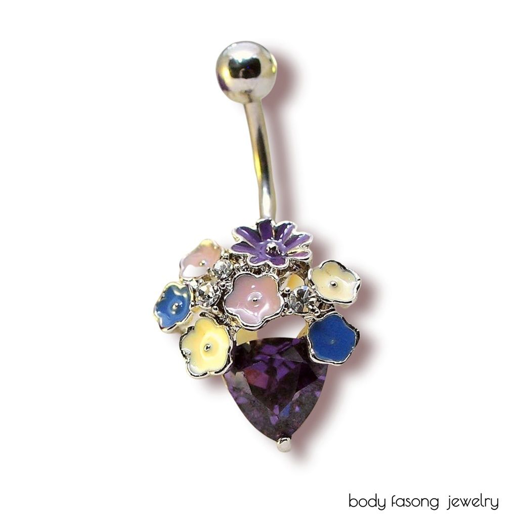 肚臍環-花團錦簇--紫色