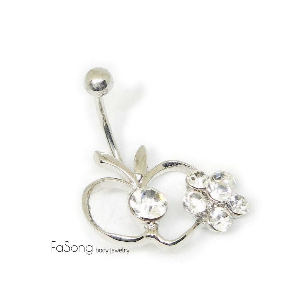 鏤空鋯石蘋果 肚臍環