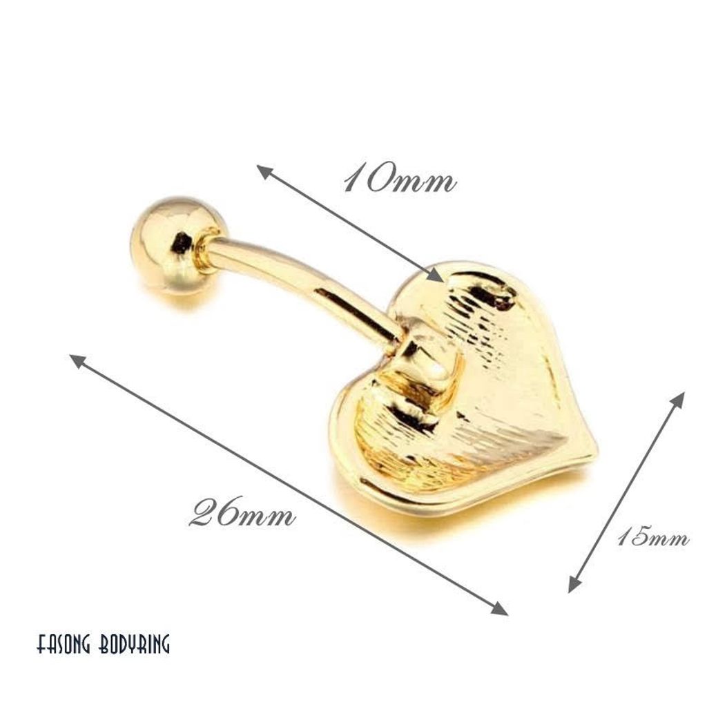 肚臍環 金色愛心光芒 尺寸