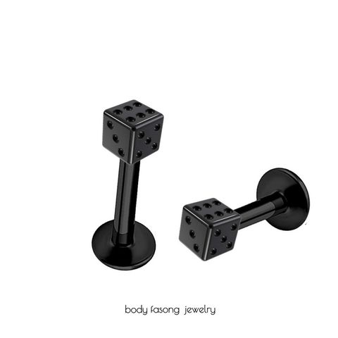 黑色骰子細針耳環