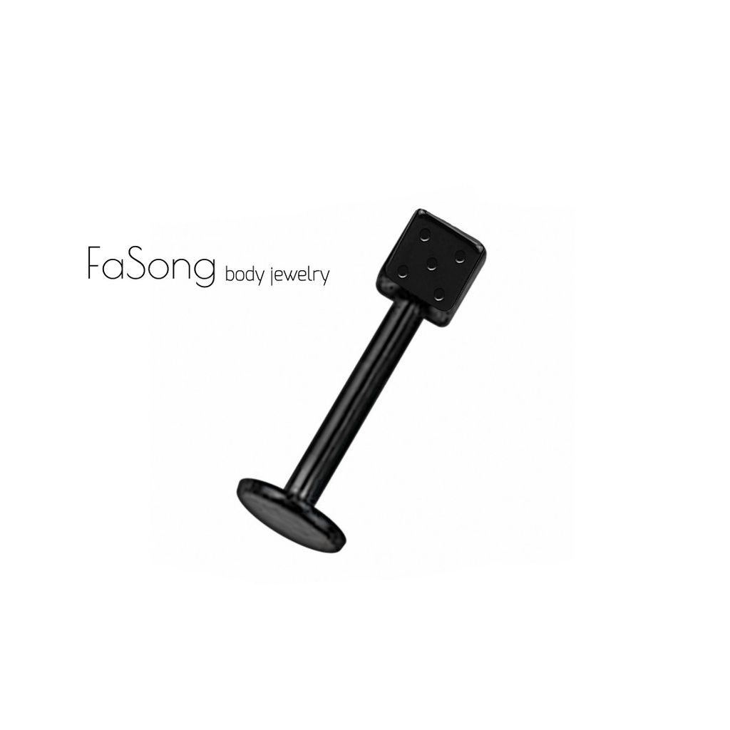 黑色骰子細針耳環