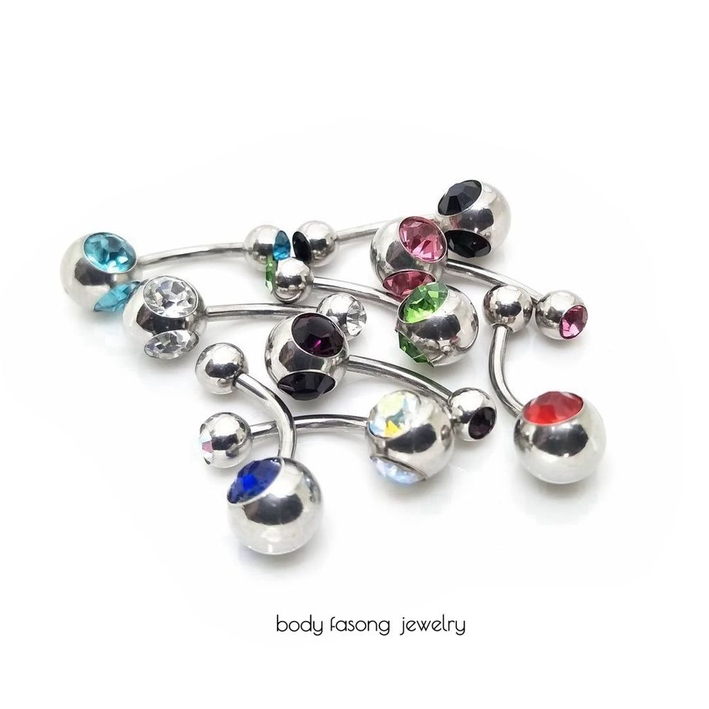 魚眼雙鑽-肚臍環