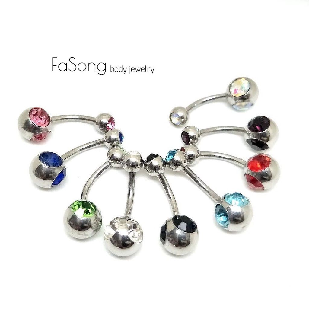 魚眼雙鑽-肚臍環