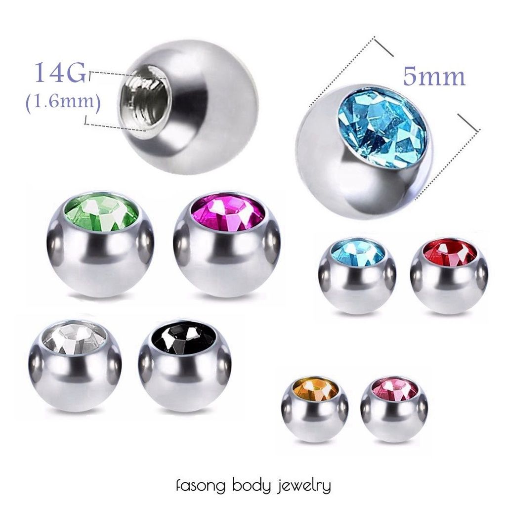 穿環配件 14G鑽面鋼珠