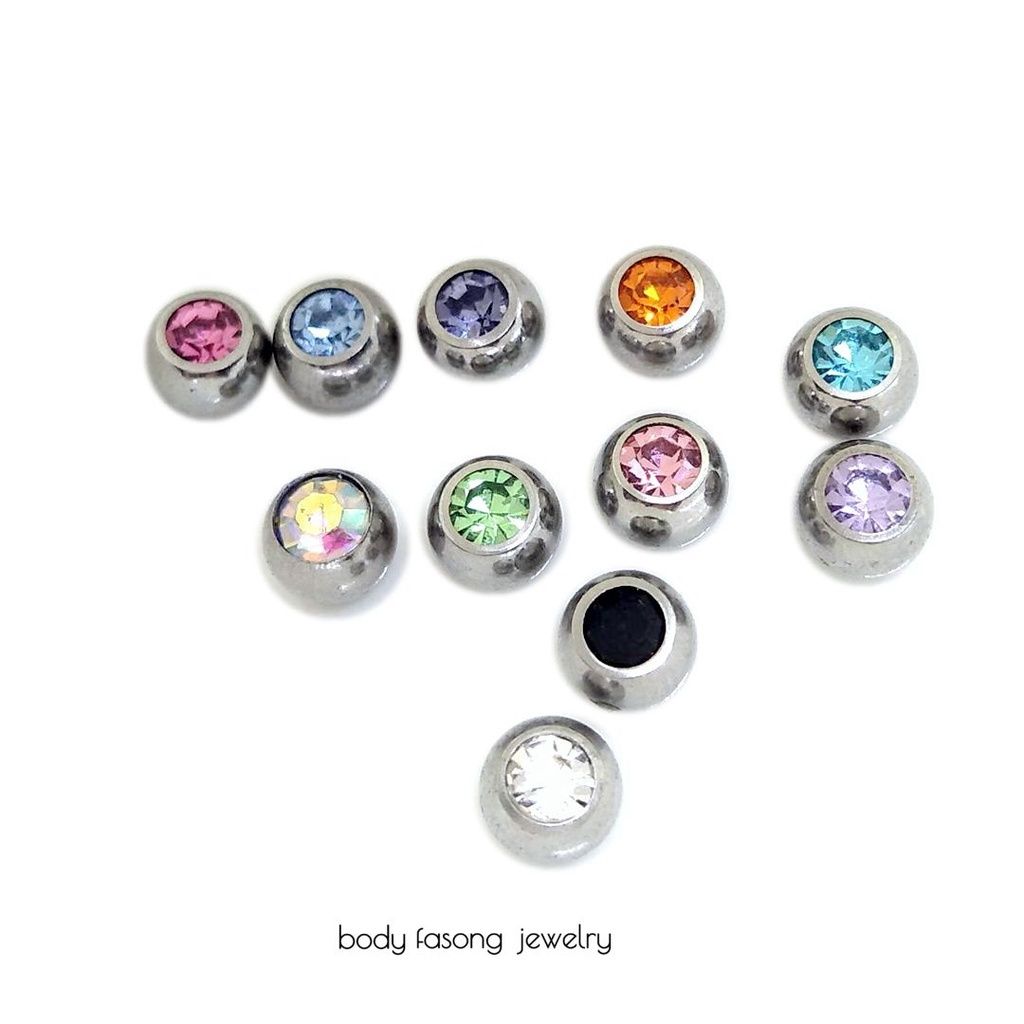 14G鑲鑽平背槓鈴-顏色