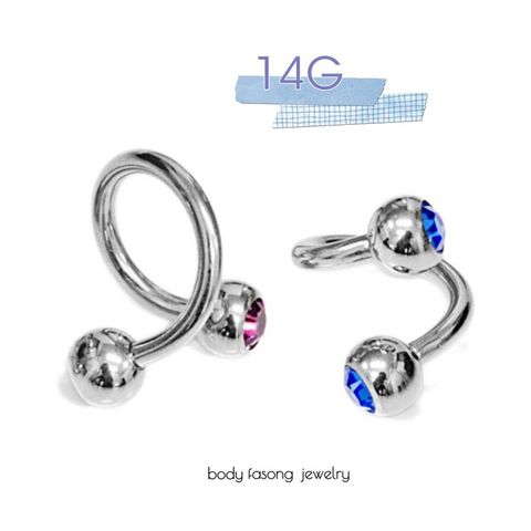 14G鑲鑽 螺旋槓鈴