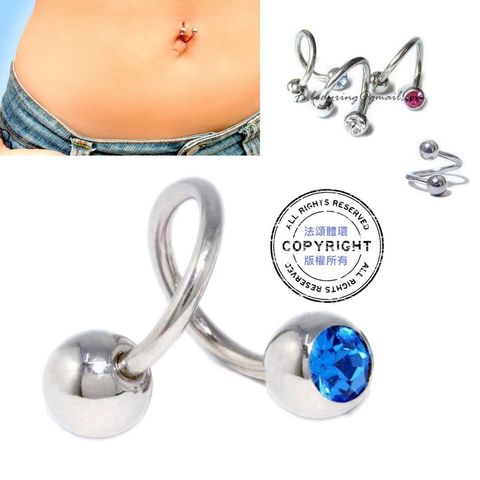 14G鑲鑽 螺旋槓鈴