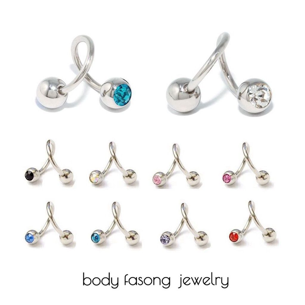 14G鑲鑽 螺旋槓鈴