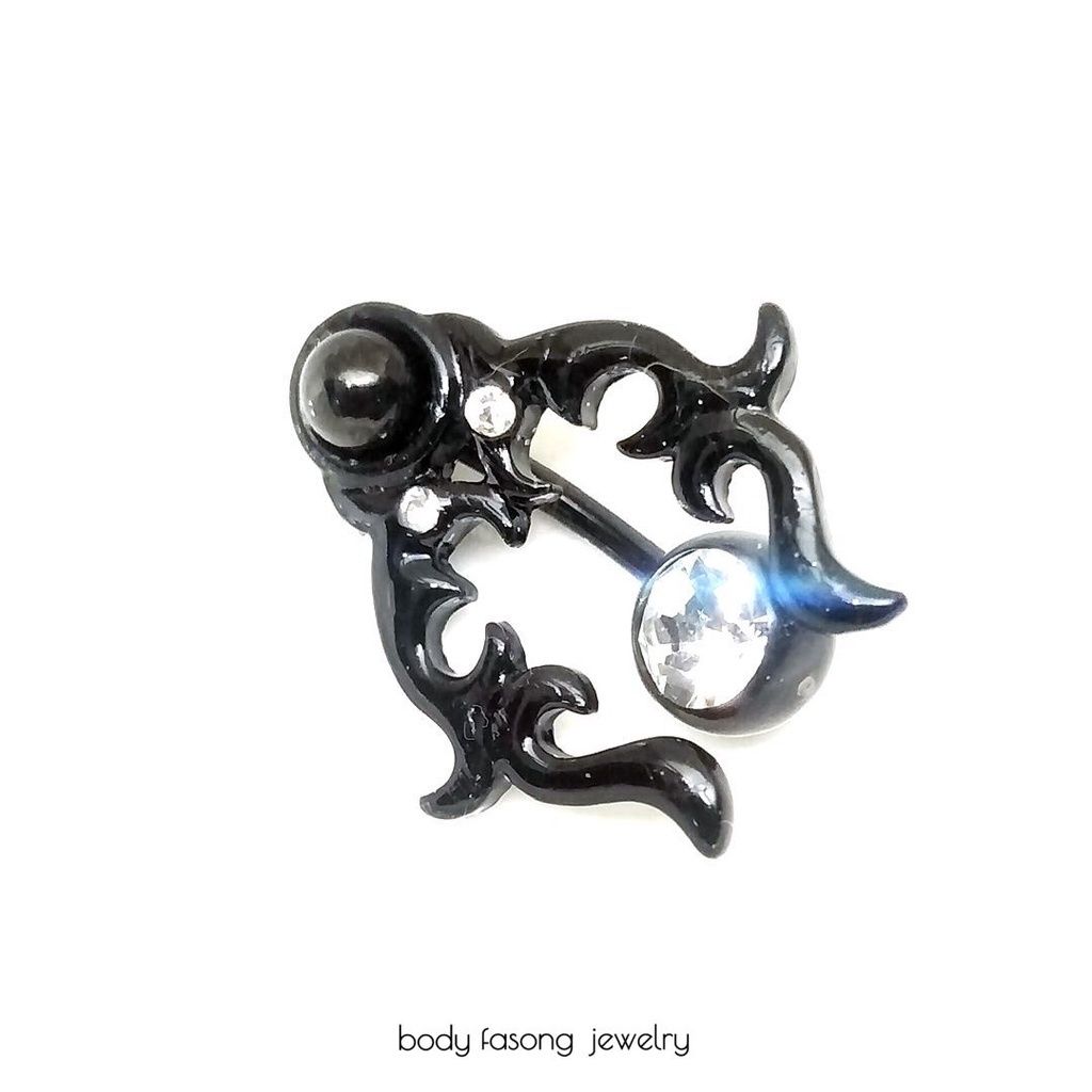 反戴式肚臍環-黑潮