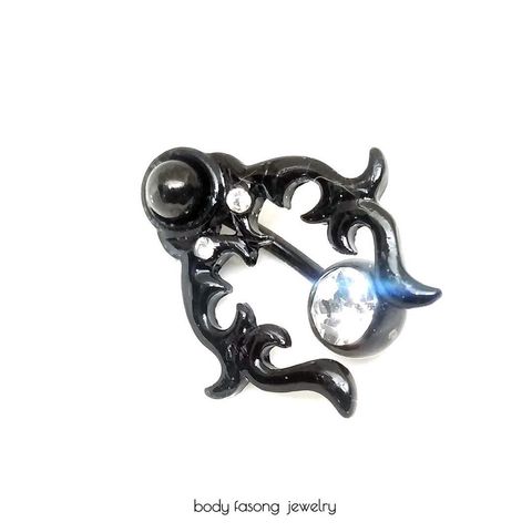 反戴式肚臍環-黑潮