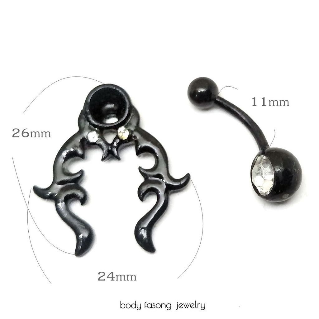 反戴式肚臍環-黑潮 尺寸