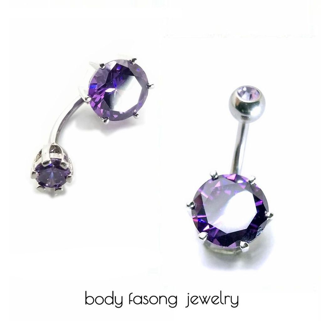 肚臍環-10mm紫色水晶款
