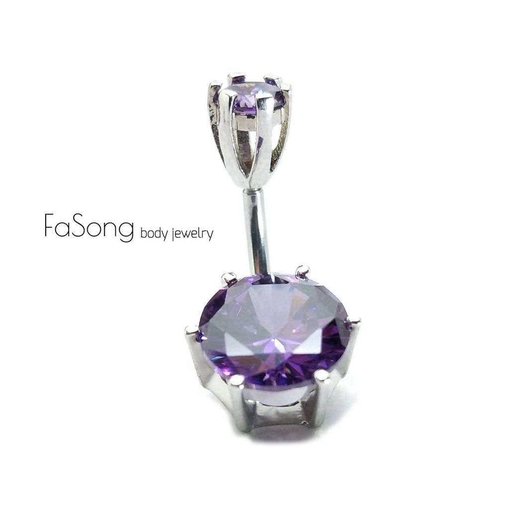 肚臍環-10mm紫色水晶款
