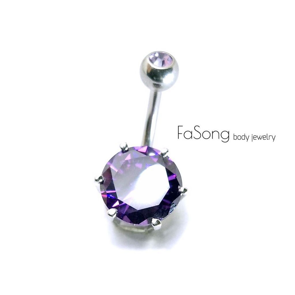 肚臍環-10mm紫色水晶款