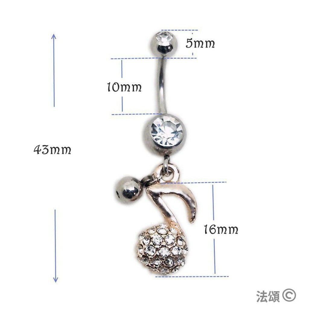 音符滿鑽 肚臍環 尺寸
