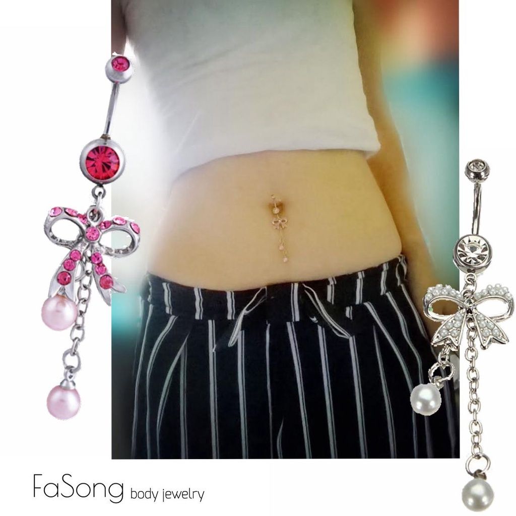肚臍環 蝴蝶結垂墜