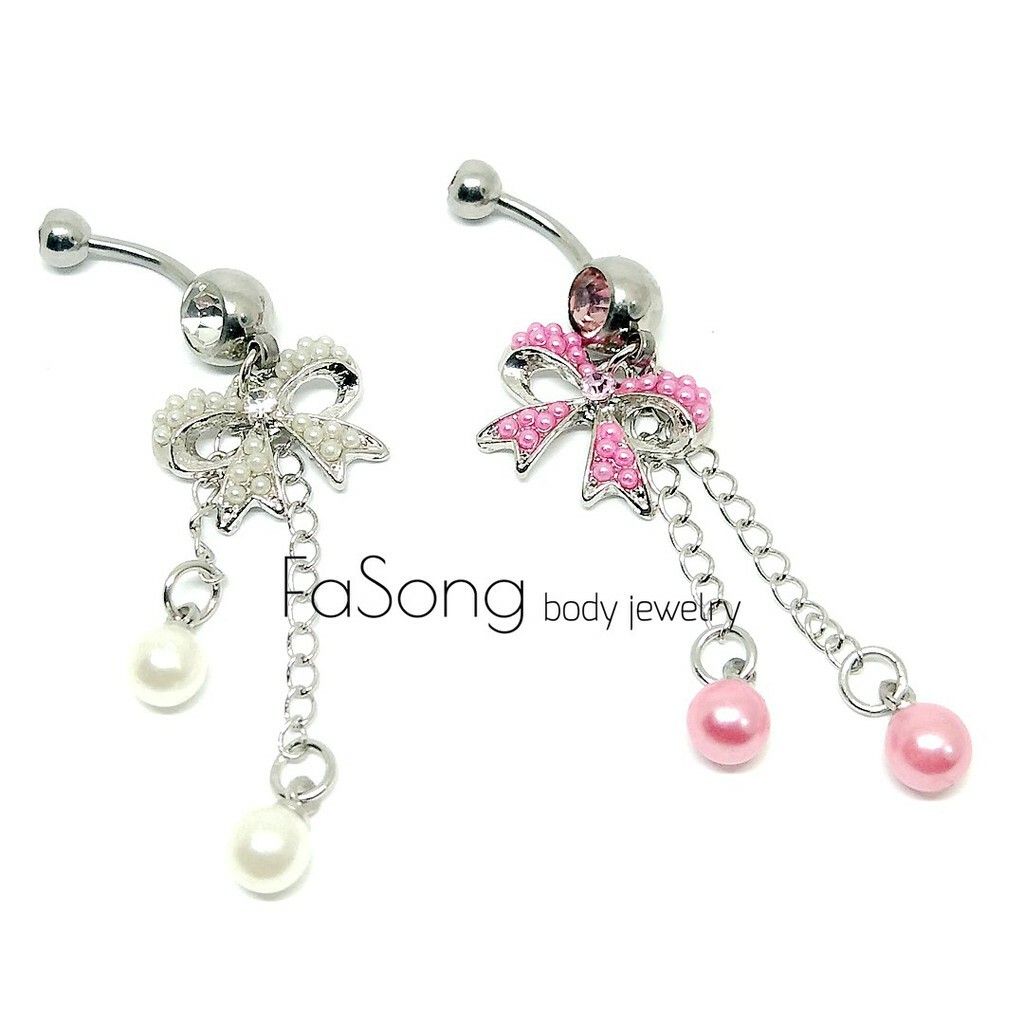 肚臍環 蝴蝶結垂墜