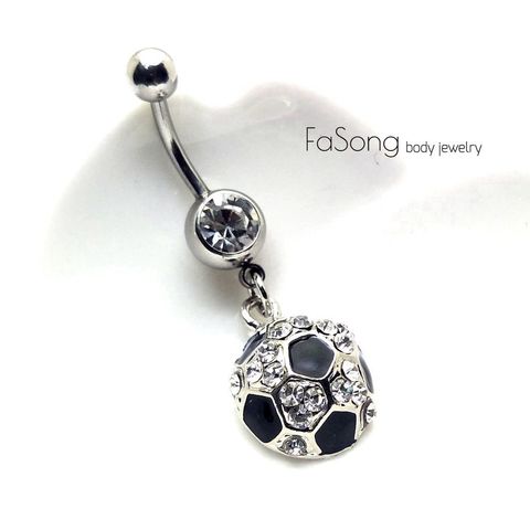 肚臍環 足球密鑲款