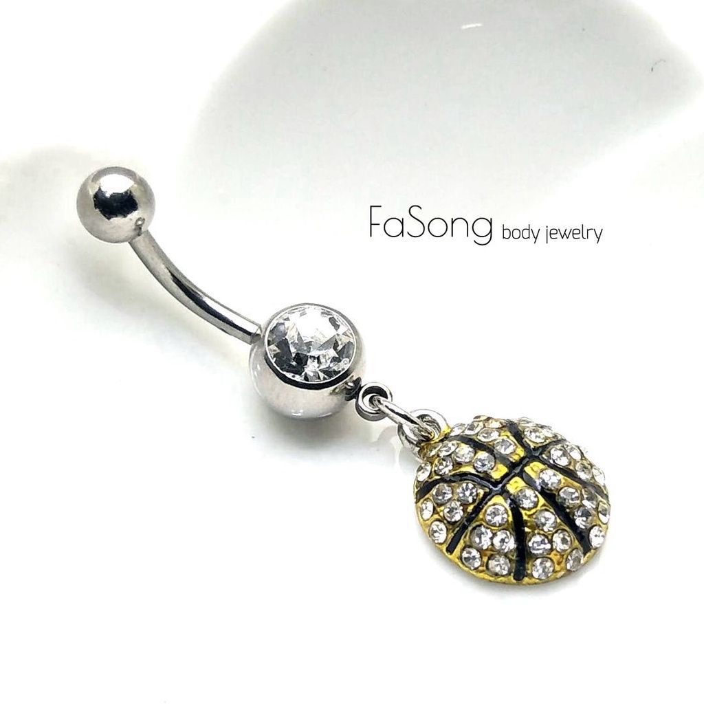 肚臍環 籃球密鑲款