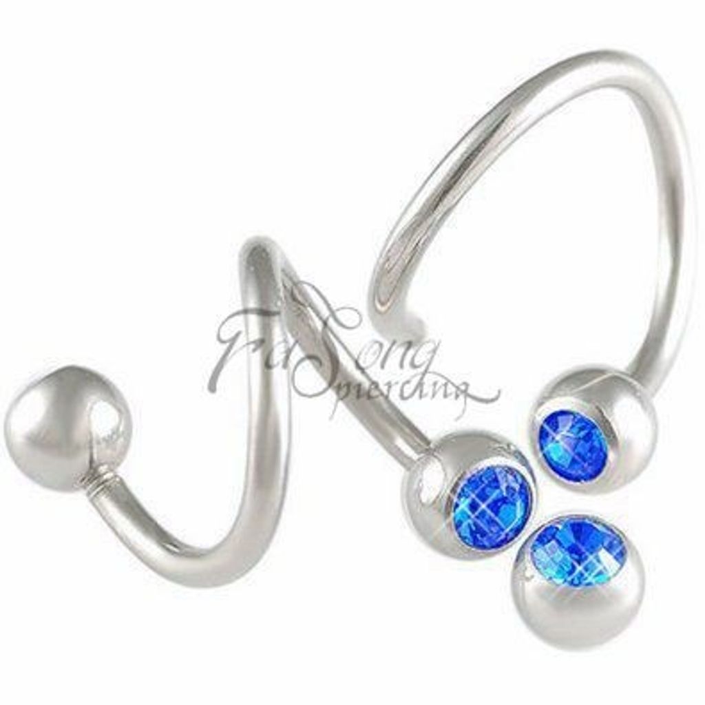 16G 雙鑽 螺旋槓鈴-天藍