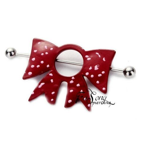 乳頭罩 14G圓點蝴蝶結