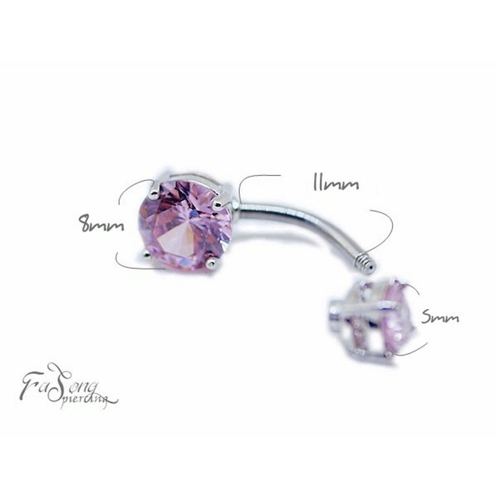 肚臍環 簡約粉鋯 尺寸