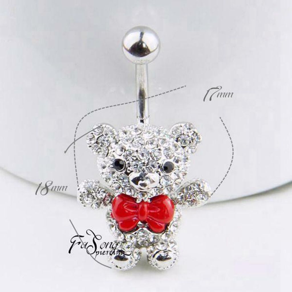 密鑲熊寶寶肚臍環-尺寸