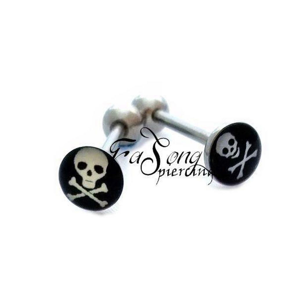 黑面骷髏頭-舌環