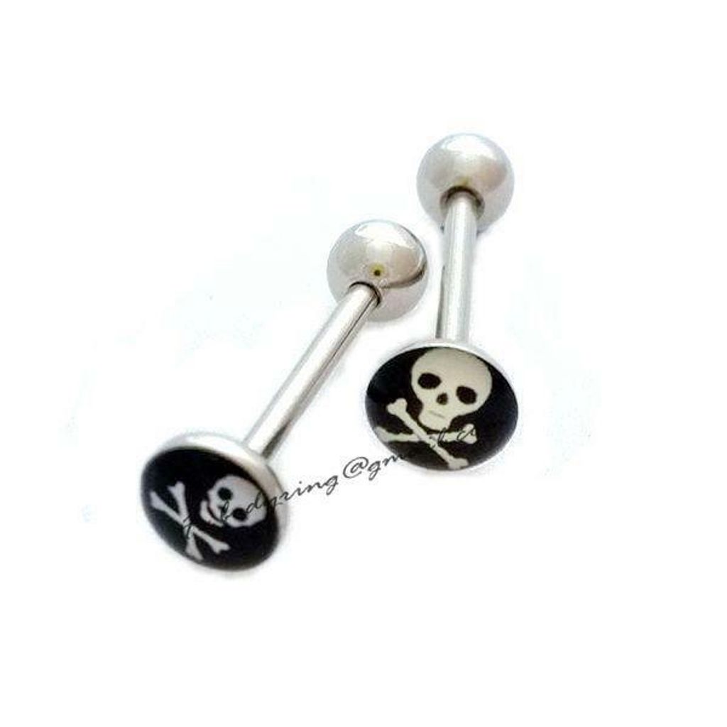 黑面骷髏頭-舌環