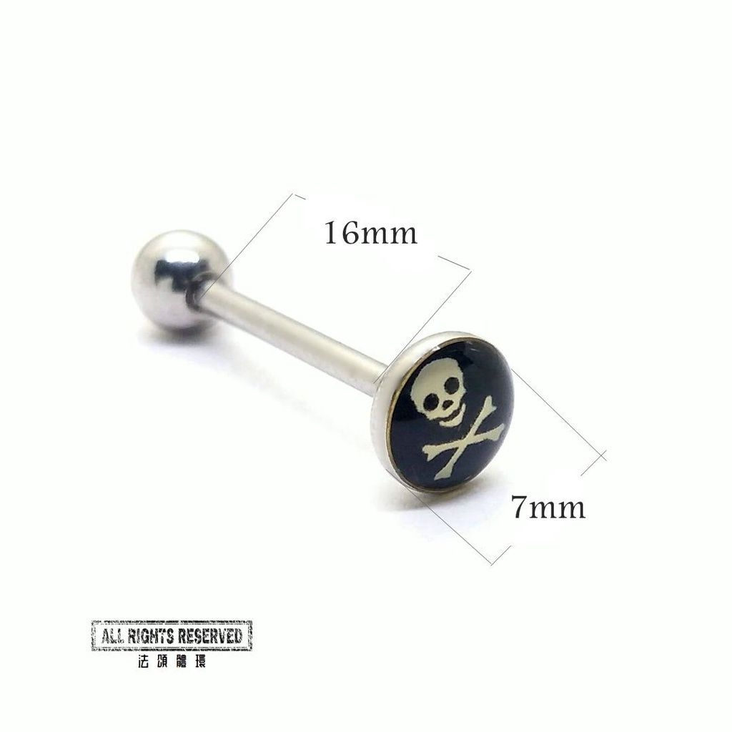 黑面骷髏頭-舌環 尺寸