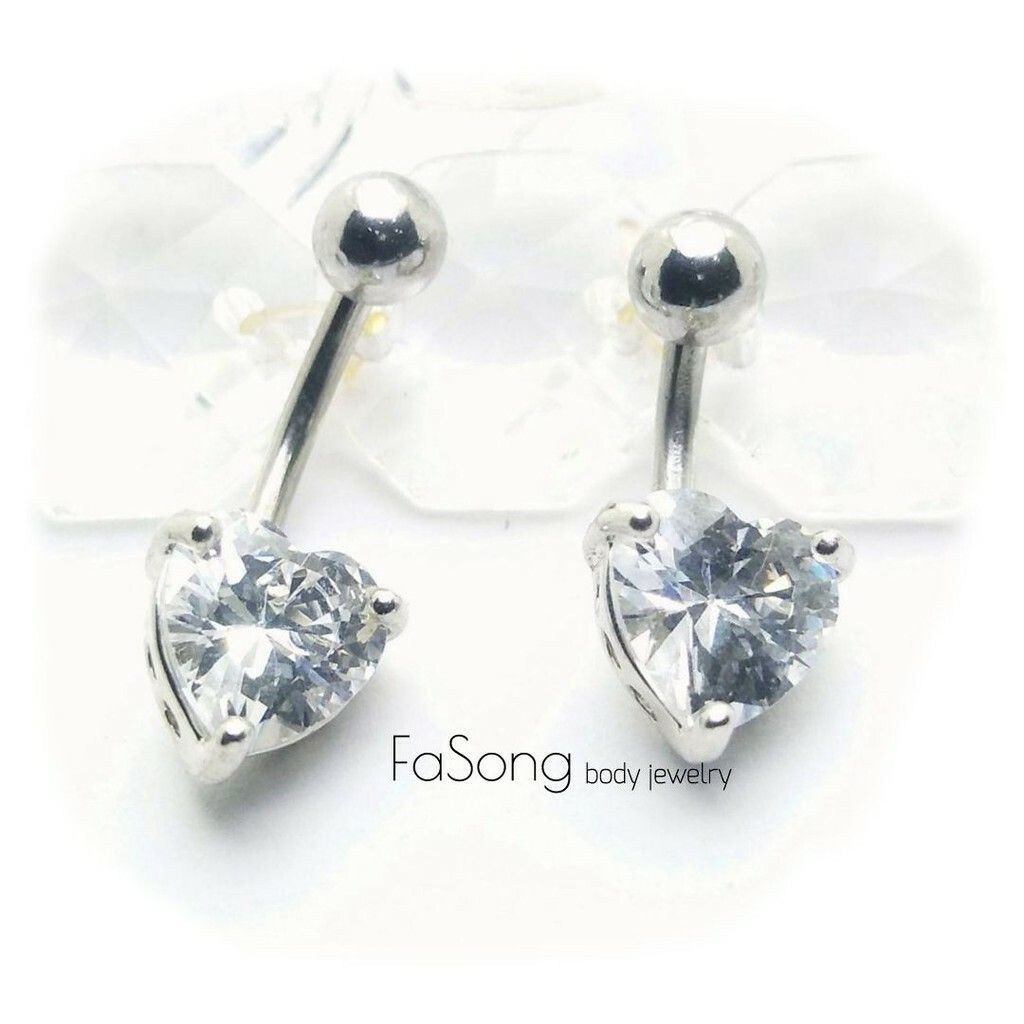 肚臍環-心形水晶