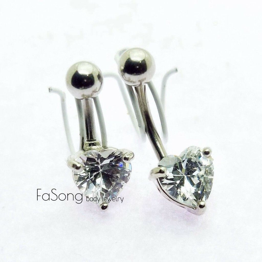 肚臍環-心形水晶