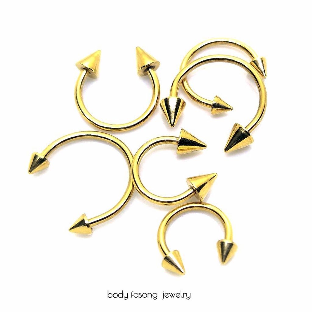 鍍14K金馬蹄槓鈴