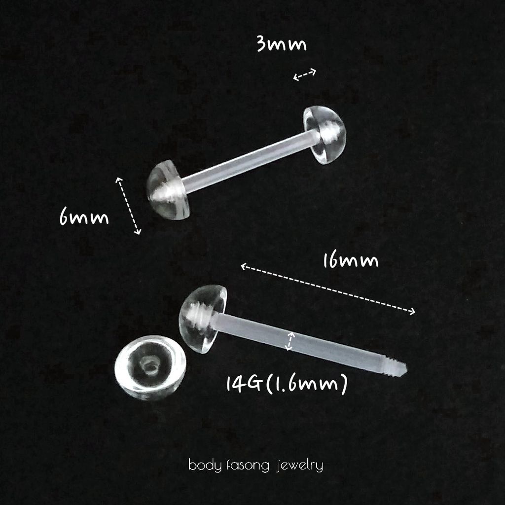 透明舌環-14G半圓-尺寸