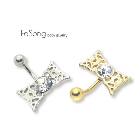 肚臍環-鏤空蝴蝶結